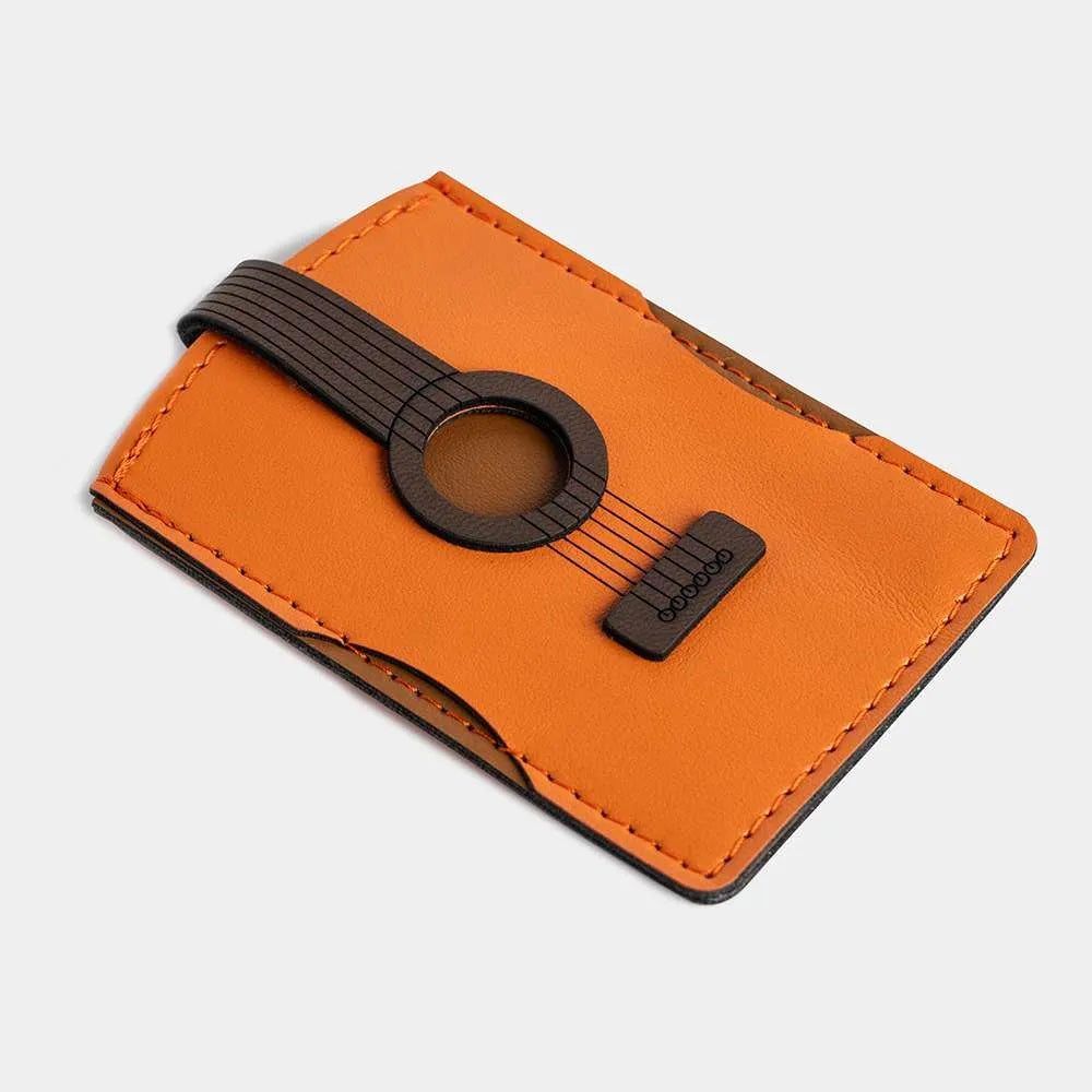 Guitar Credit Card or Cash Holder Made from Vegan Apple Leather Vegan