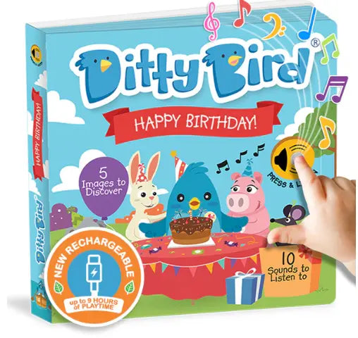 Ditty Bird 'Happy Birthday' Childrens Interactive Sound Book New Rechargeable Edition