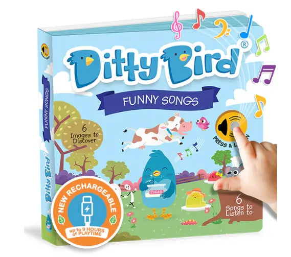Ditty Bird 'Funny Songs' Childrens Interactive Sound Book New Rechargeable Edition