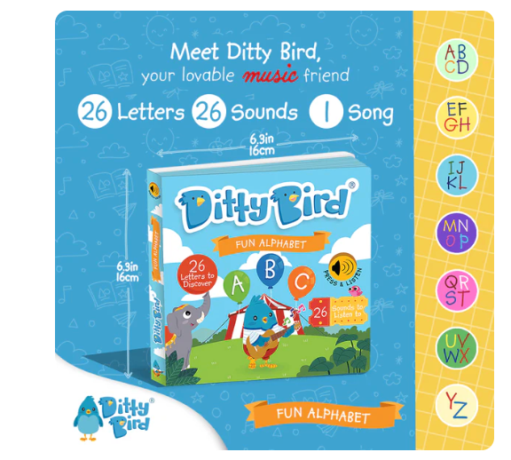 Ditty Bird "Fun Alphabet" Childrens Interactive Sound Book New Rechargeable EditionDitty Bird "Fun Alphabet" Childrens Interactive Sound Book New Rechargeable Edition