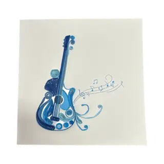 Greeting card Quilling Card Blue Electric Guitar