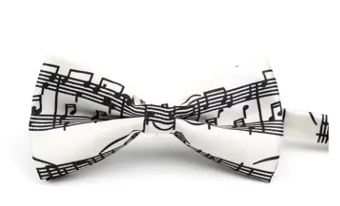 White Bow Tie with Black Manuscript.