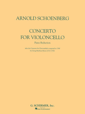 Schoenberg - Concerto - Cello/Piano Accompaniment Schirmer 50481820