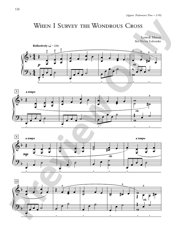 When I Survey the Wondrous Cross - Piano Solo (Digital Download)