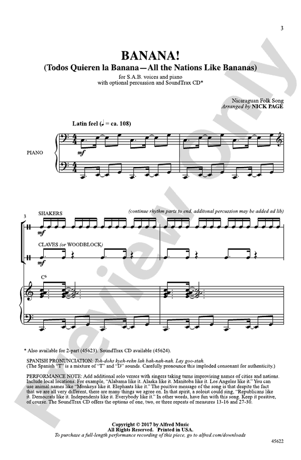 Banana! – SAB Choral Octavo (Digital Download)