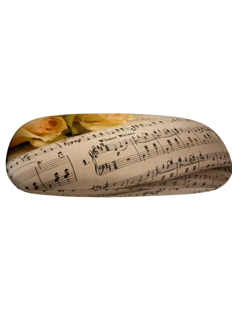 Glasses case Creme with black manuscript & roses