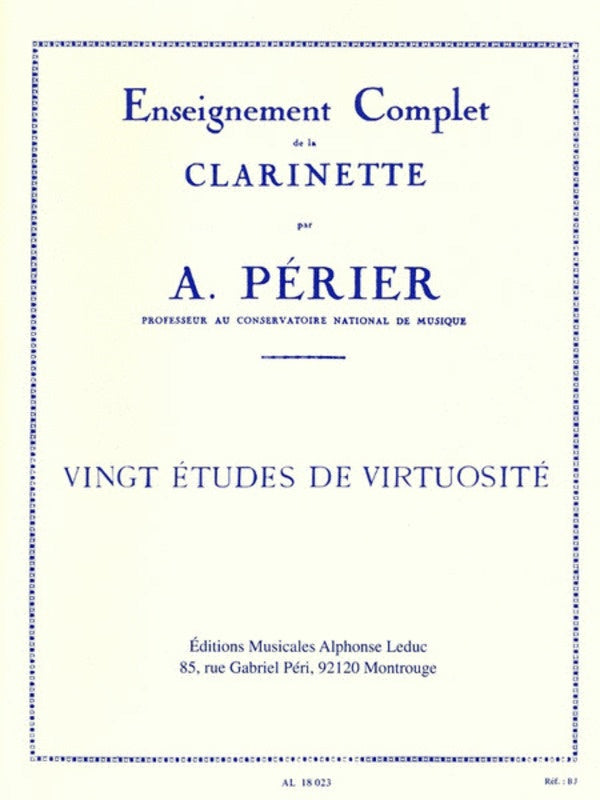 Perier - 20 Etudes de Virtuosite - Clarinet Solo Leduc AL18023