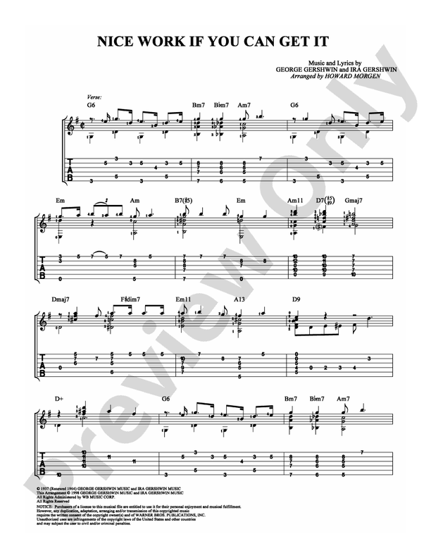 Nice Work If You Can Get It - Arr. Howard Morgen - Guitar TAB (Digital Download)