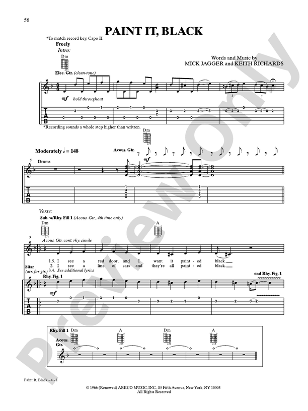 Paint It, Black - Guitar TAB (Digital Download)