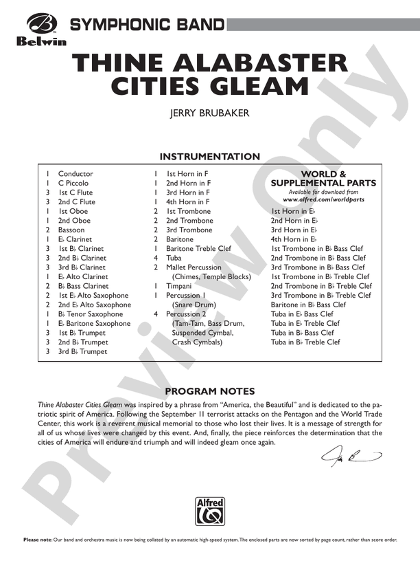 Thine Alabaster Cities Gleam (A Message of Hope for America) - Concert Band Conductor Score & Parts (Digital Download)