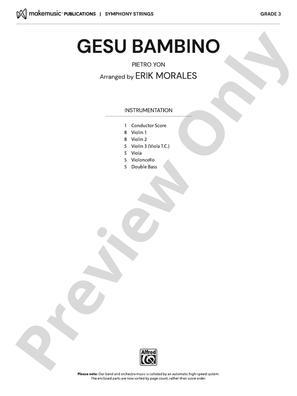 Gesu Bambino - String Orchestra Conductor Score & Parts (Digital Download)