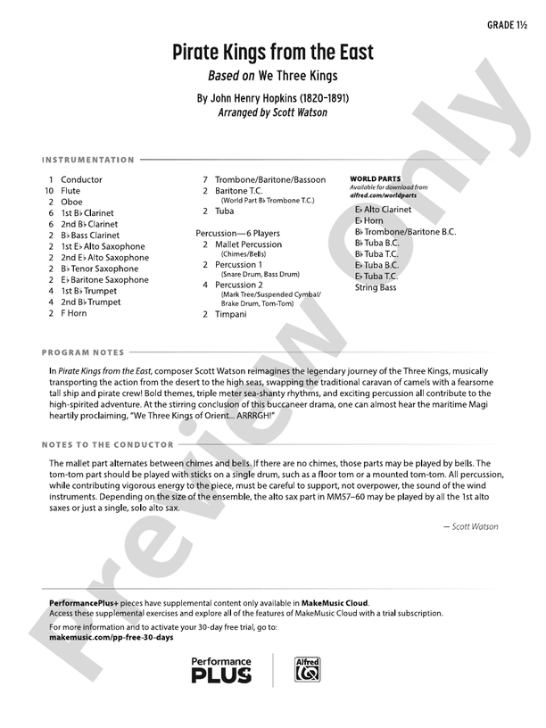 Pirate Kings from the East – Concert Band Conductor Score & Parts (Digital Download)