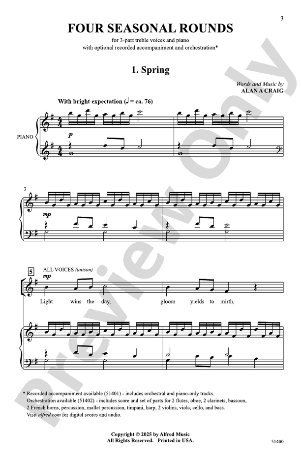 Four Seasonal Rounds - 3 Part Treble Choral Octavo (Digital Download)