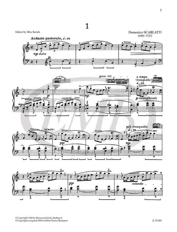 Scarlatti - Selected Piano Pieces - Piano Solo edited by Bartok EMB Z15083