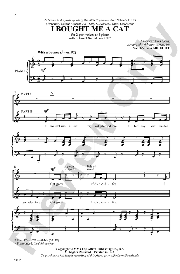 I Bought Me a Cat - 2-Part Choral Octavo (Digital Download)