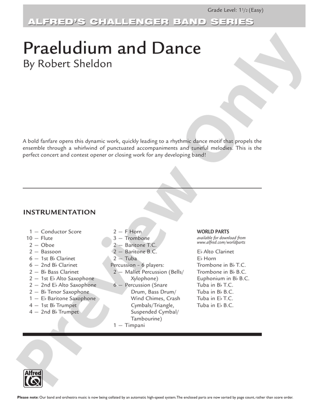 Praeludium and Dance - Concert Band Conductor Score & Parts (Digital Download)