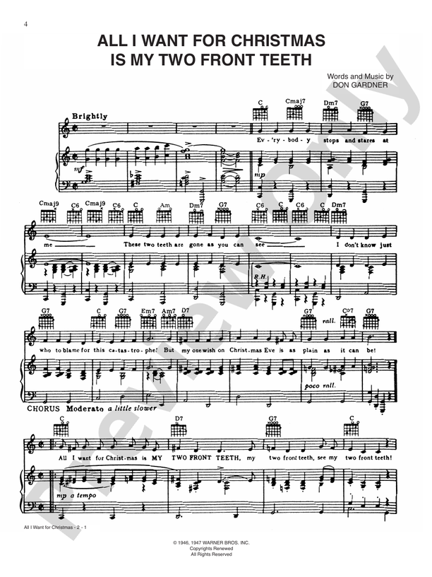 All I Want for Christmas Is My Two Front Teeth - PVG - Don Gardner (Digital Download)