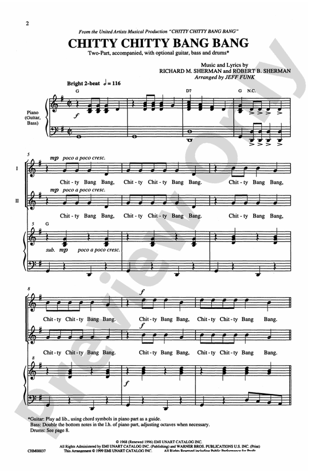Chitty Chitty Bang Bang (from Chitty Chitty Bang Bang) – 2-Part Choral Octavo (Digital Download)
