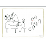 Greeting Card - Line Art Pianist
