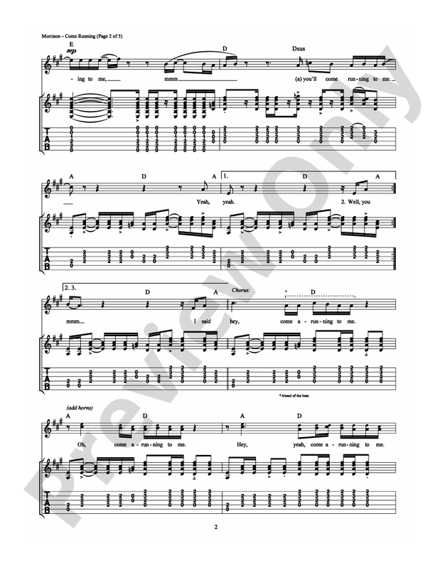 Come Running (Come Running To Me) - Guitar TAB (Digital Download)