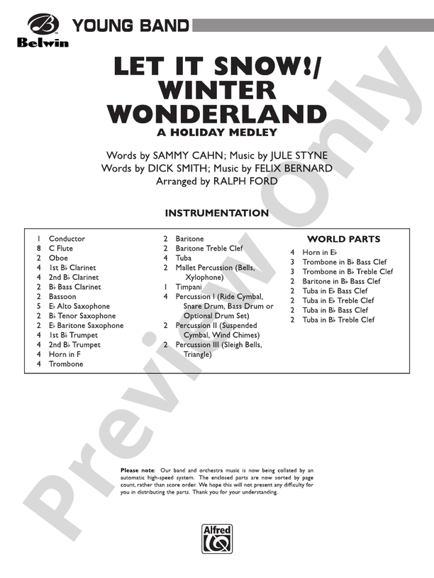 Let It Snow! / Winter Wonderland - Concert Band Conductor Score & Parts (Digital Download)