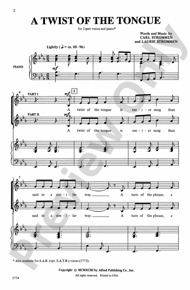 A Twist of the Tongue - 2-Part Choral Octavo (Digital Download)