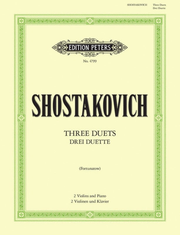 Shostakovich - 3 Duets - 2 Violins/Piano Accompaniment - Peters EP4799