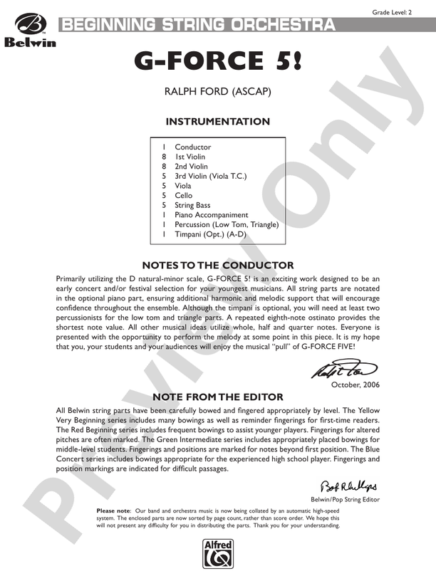 G-Force Five! – String Orchestra Conductor Score & Parts (Digital Download)
