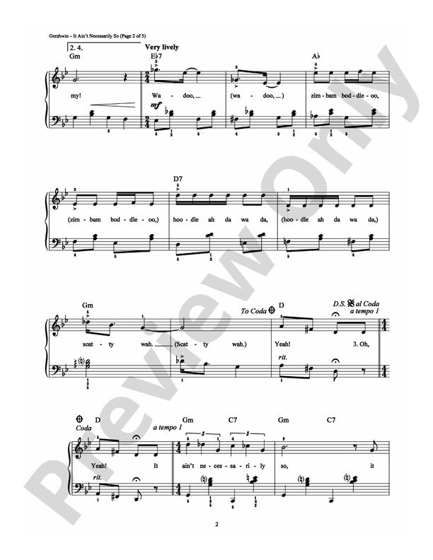 It Ain't Necessarily So - Arr. Dan Coates - Easy Piano (Digital Download)