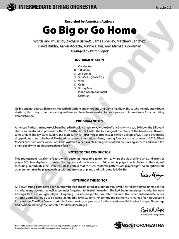 Go Big or Go Home - String Orchestra Conductor Score & Parts (Digital Download)