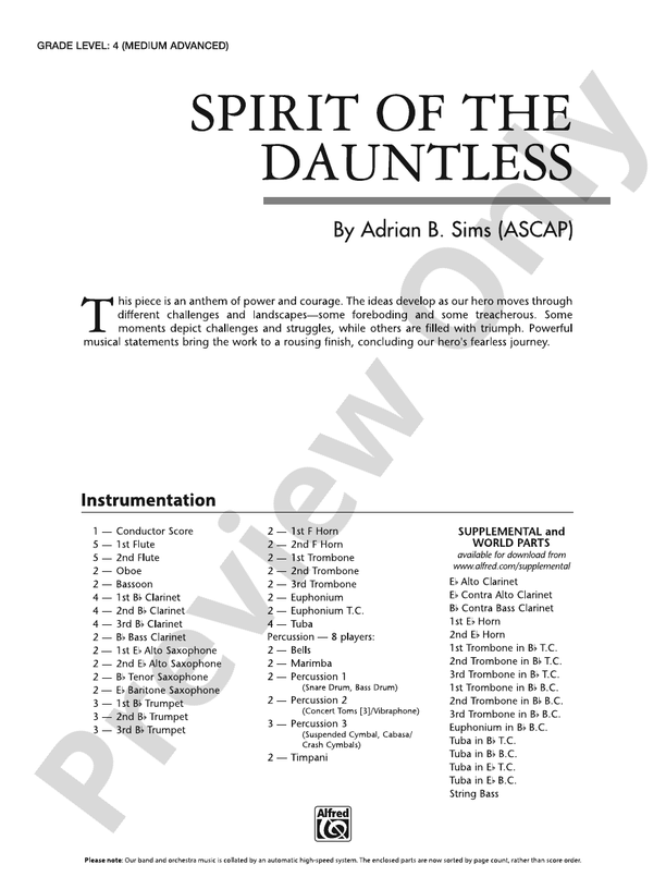 Spirit of the Dauntless - Concert Band Conductor Score & Parts (Digital Download)