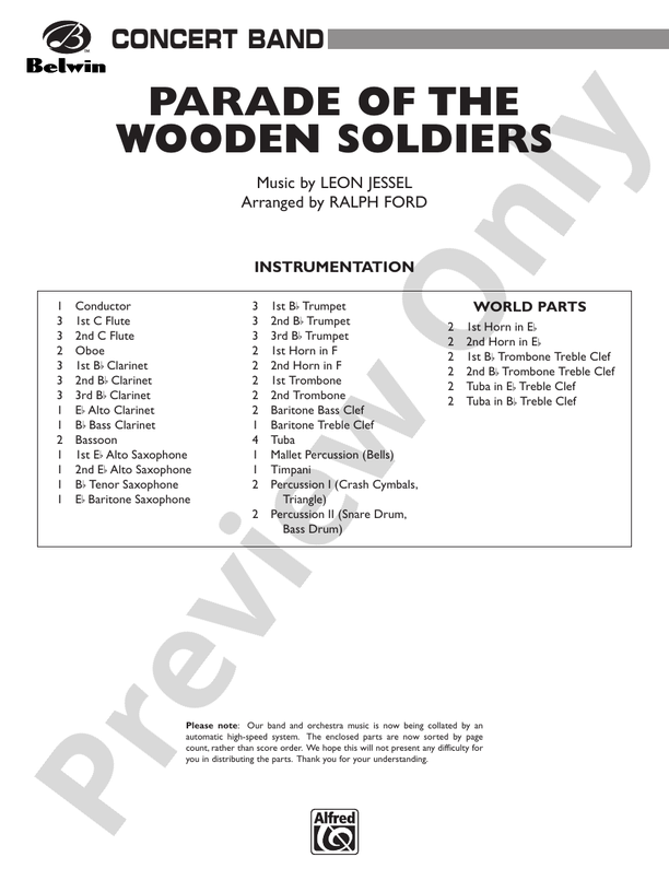 Parade of the Wooden Soldiers - Concert Band Conductor Score & Parts (Digital Download)