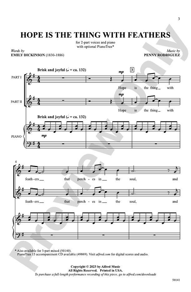 Hope Is the Thing with Feathers - 2 Part Treble Choral Octavo (Digital Download)
