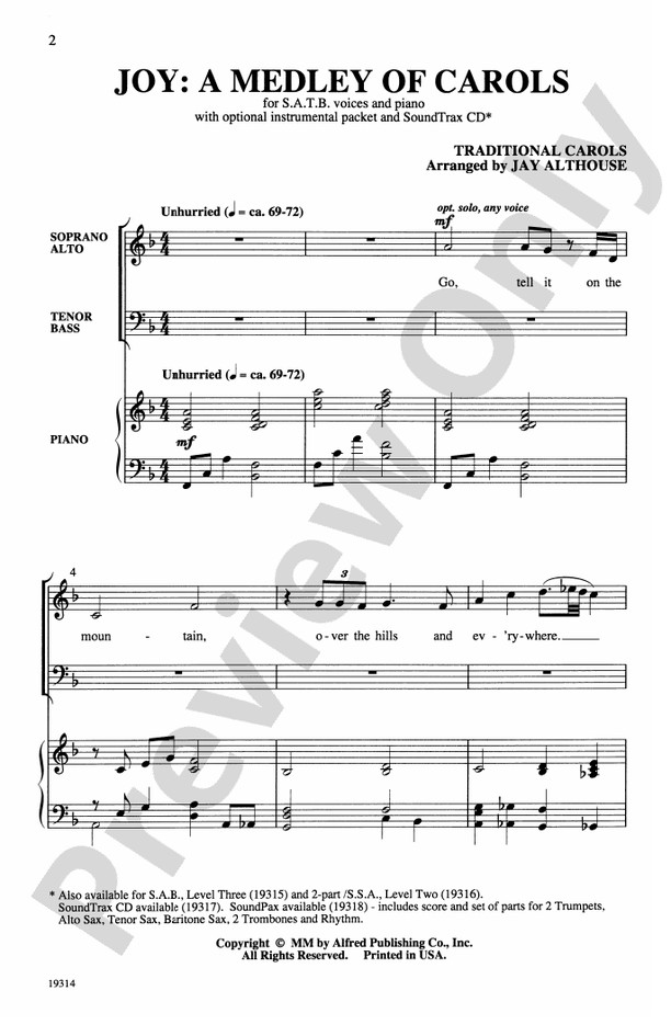 Joy: A Medley of Carols - SATB Choral Octavo (Digital Download)