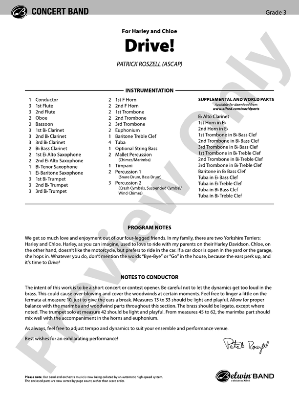 Drive! - Concert Band Conductor Score & Parts (Digital Download)