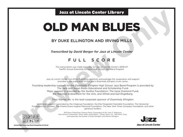 Old Man Blues – Jazz Ensemble Conductor Score & Parts (Digital Download)