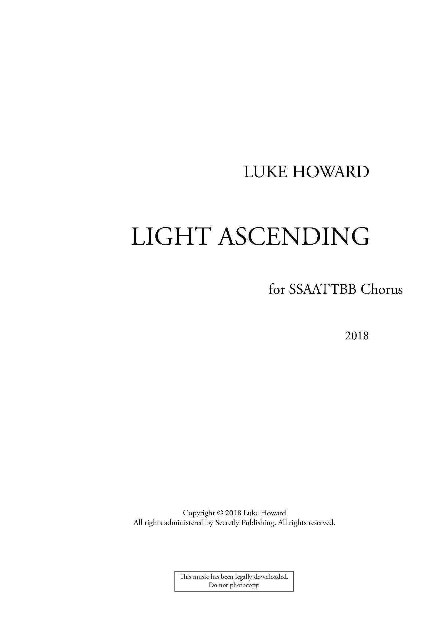 Light Ascending - Luke Howard - unaccompanied SSAATTBB chorus (Digital Download)