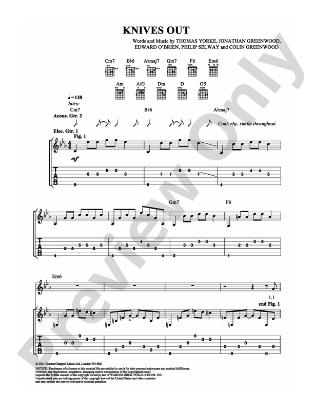 Knives Out - Guitar TAB (Digital Download)