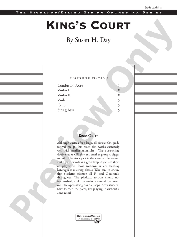 King's Court – String Orchestra Conductor Score & Parts (Digital Download)