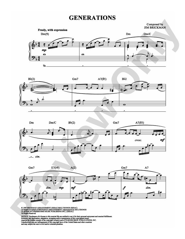 Generations - Piano (Digital Download)
