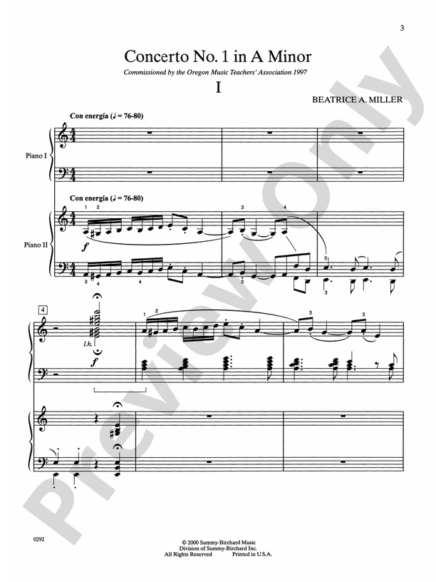 Concerto #1 in A Minor - 2 Pianos, 4 Hands (Digital Download)