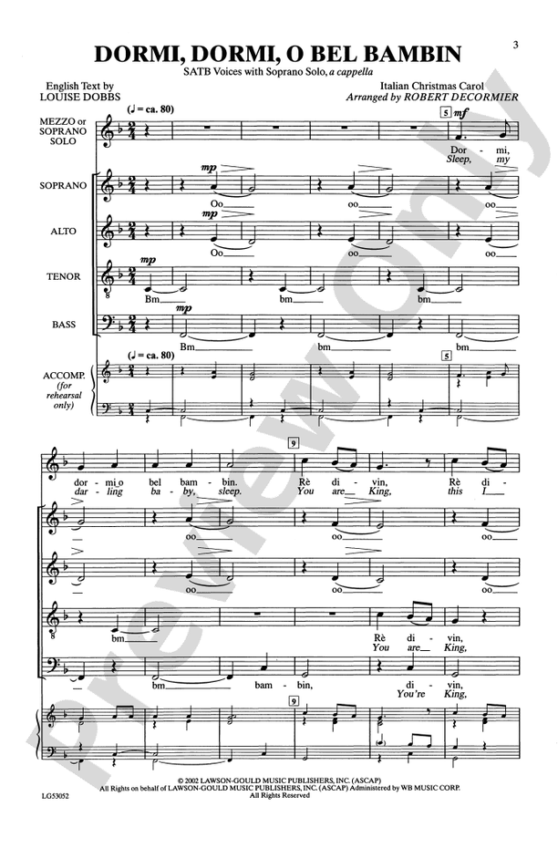 Dormi, Dormi, O Bel Bambin – SATB & Soprano Solo, a cappella Choral Octavo (Digital Download)
