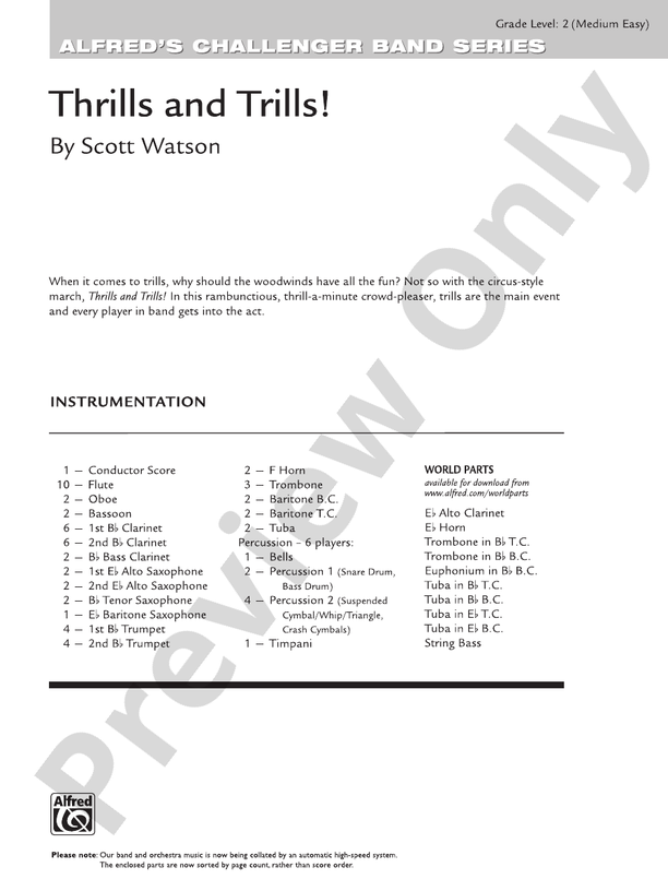 Thrills and Trills! - Concert Band Conductor Score & Parts (Digital Download)