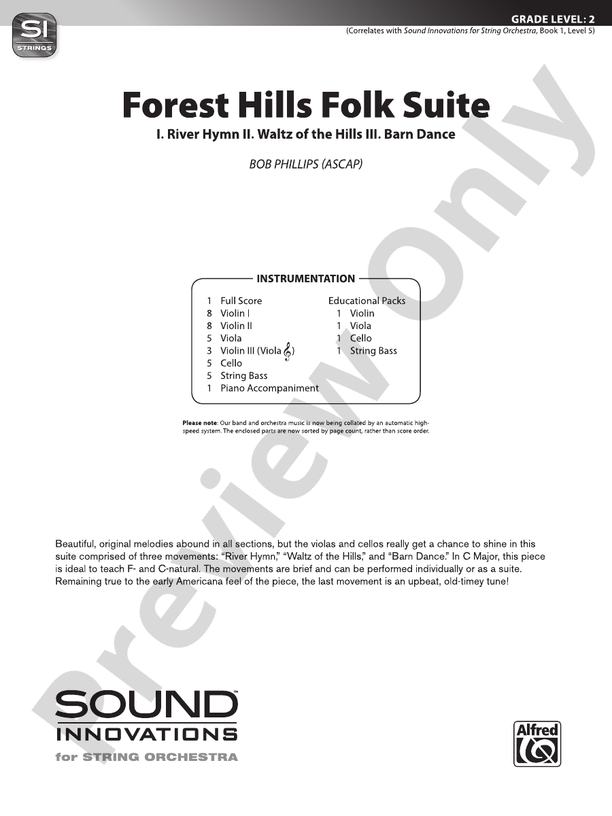Forest Hills Folk Suite – String Orchestra Conductor Score & Parts (Digital Download)