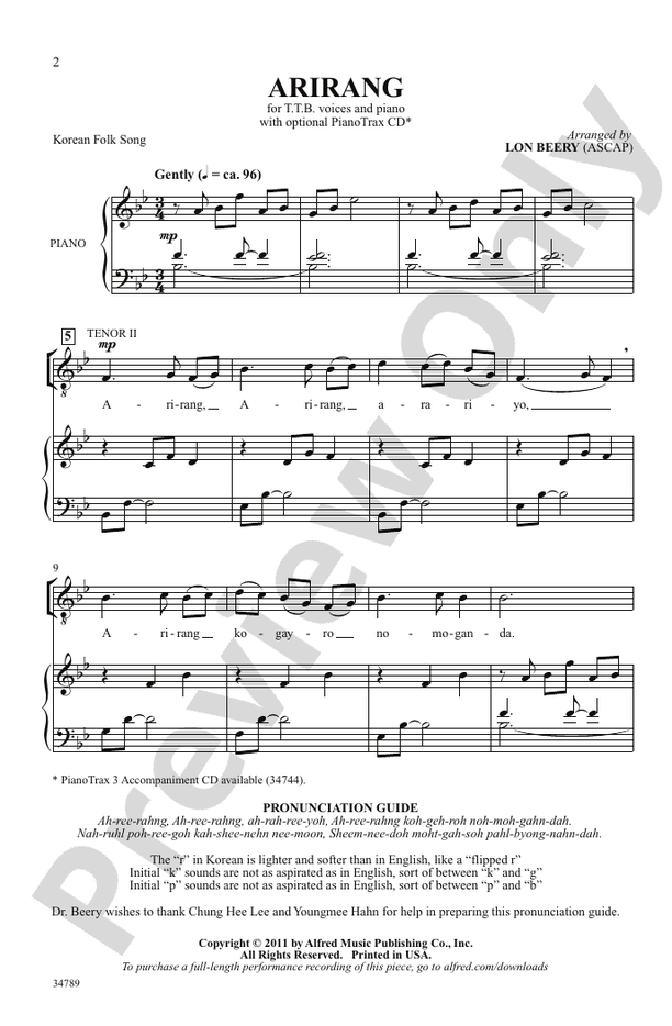 Arirang (Korean Folk Song) – TTB Choral Octavo (Digital Download)