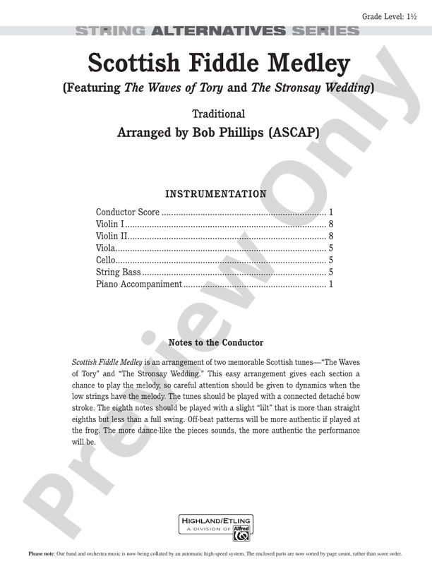 Scottish Fiddle Medley – String Orchestra Conductor Score & Parts (Digital Download)