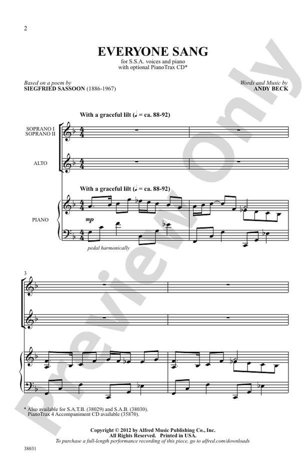 Everyone Sang – SSA Choral Octavo (Digital Download)