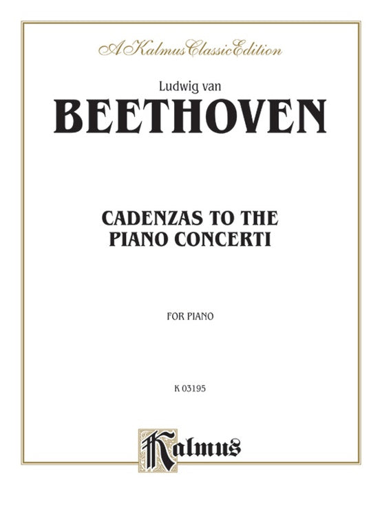 Beethoven - Cadenzas to the Piano Concerti - Piano Solo (Digital Download)