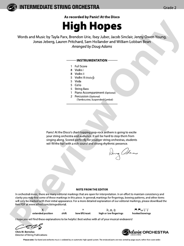 High Hopes (Grade 2) - String Orchestra Conductor Score & Parts (Digital Download)