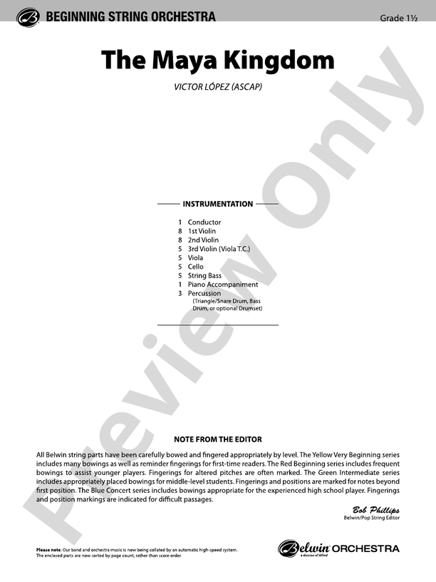 The Maya Kingdom – String Orchestra Conductor Score & Parts (Digital Download)